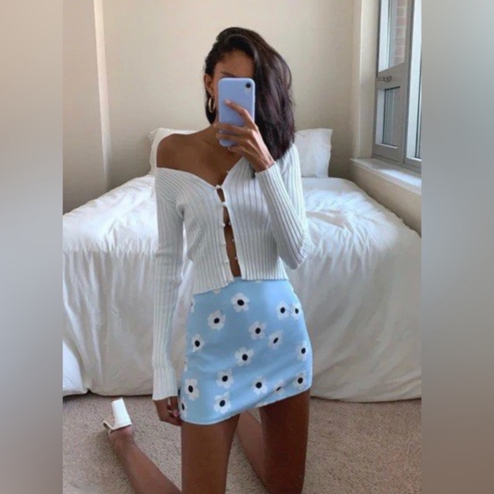 Princess Polly Blue Floral Skirt